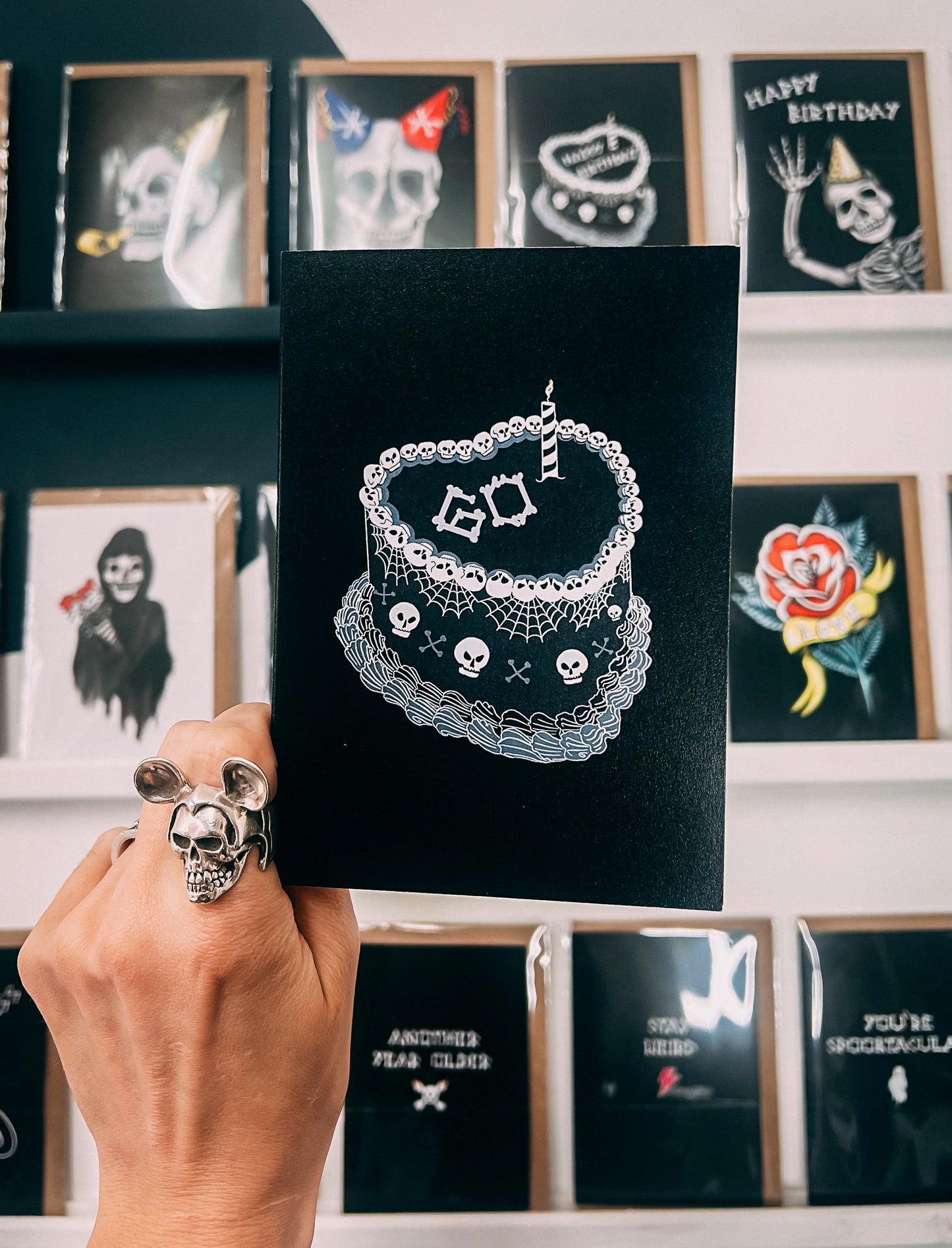 60th Gothic Birthday Cake Greetings Card