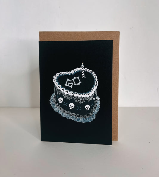 60th Gothic Birthday Cake Greetings Card