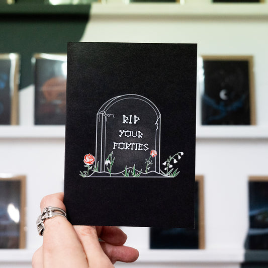 RIP Your Forties Gravestone Gothic 50th Birthday Card