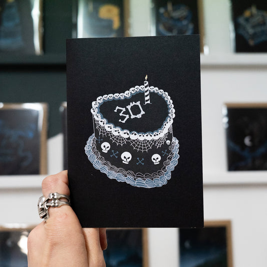30th Gothic Birthday Cake Greetings Card