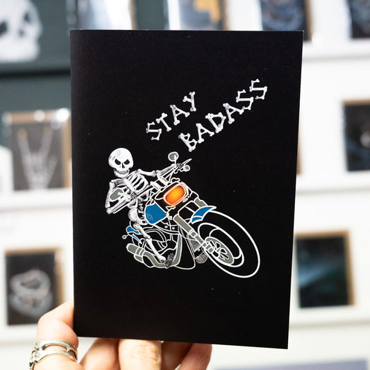 Stay Badass Biker Gothic Greetings Card