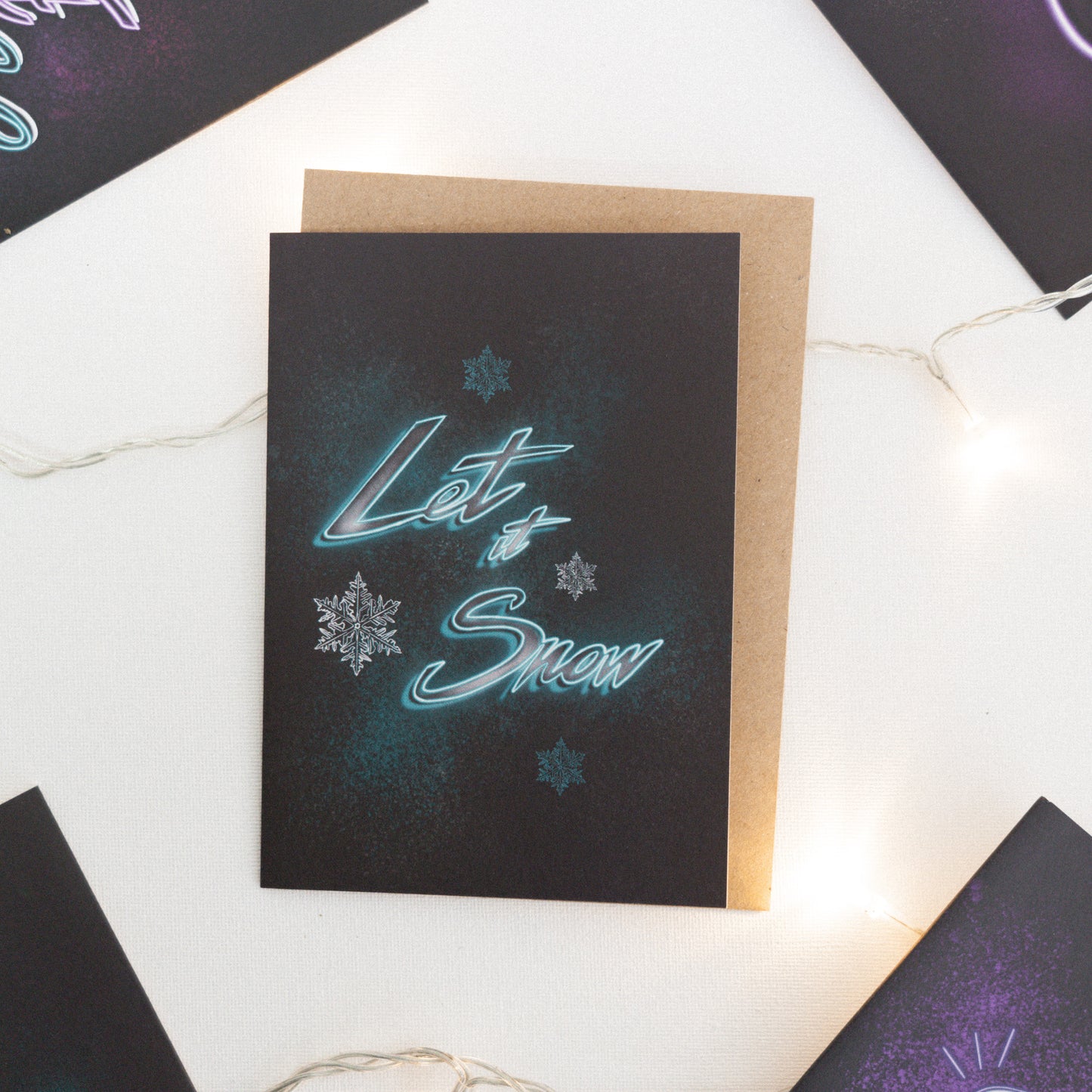 Let it Snow Neon Christmas Card