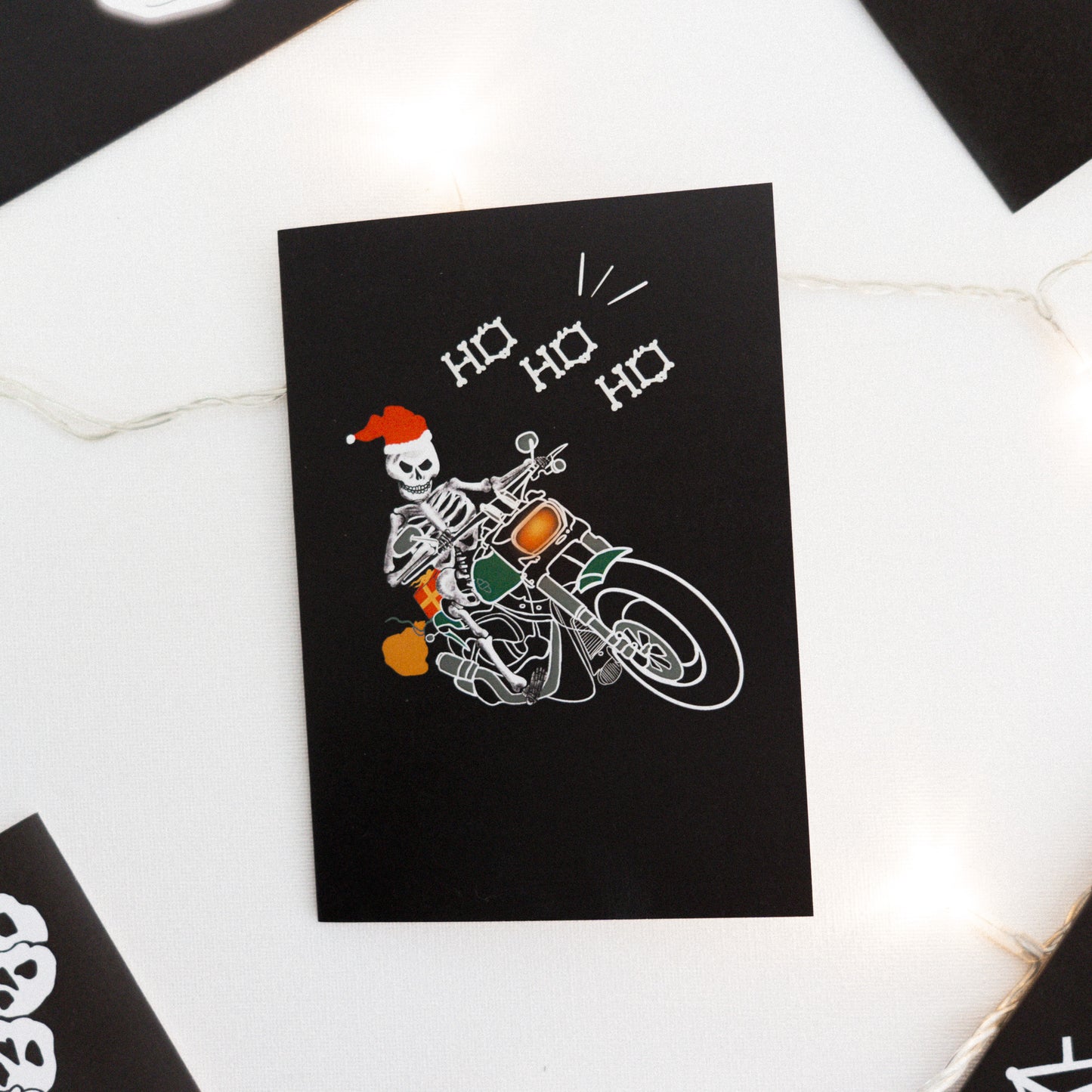 Biker Skeleton Santa Claus Gothic Christmas Card