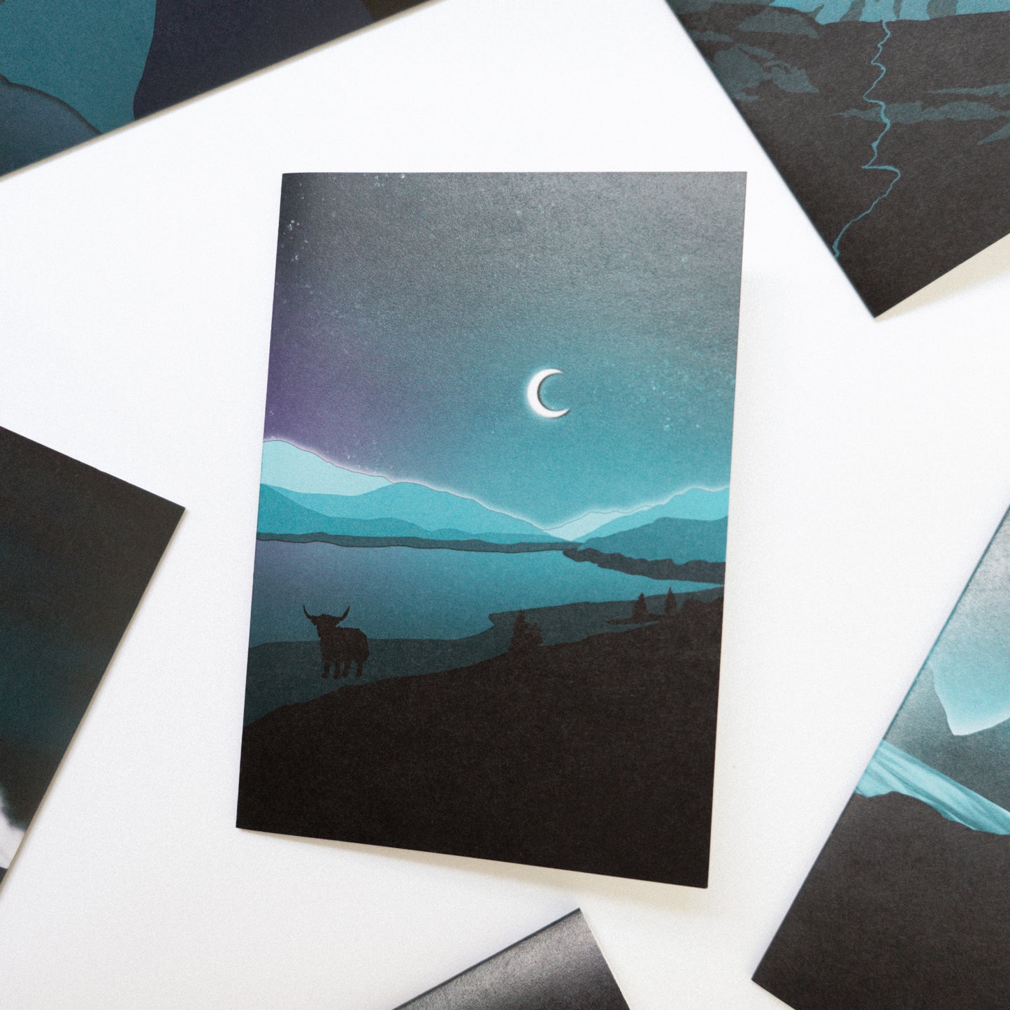 Highland Cow Loch Cluanie, Scotland Greetings Card