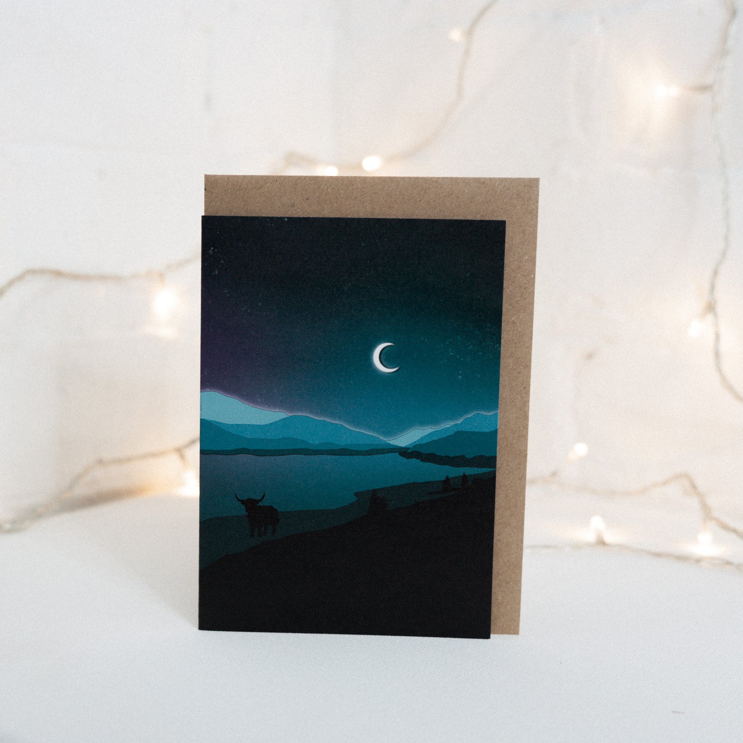 Highland Cow Loch Cluanie, Scotland Greetings Card