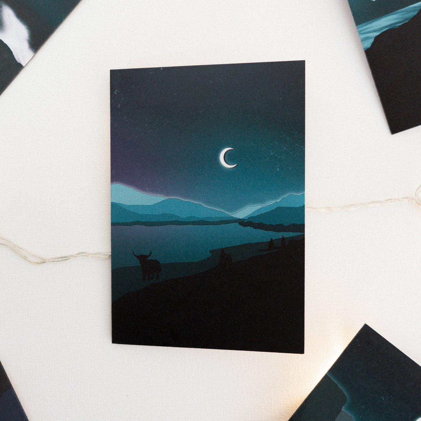 Highland Cow Loch Cluanie, Scotland Greetings Card
