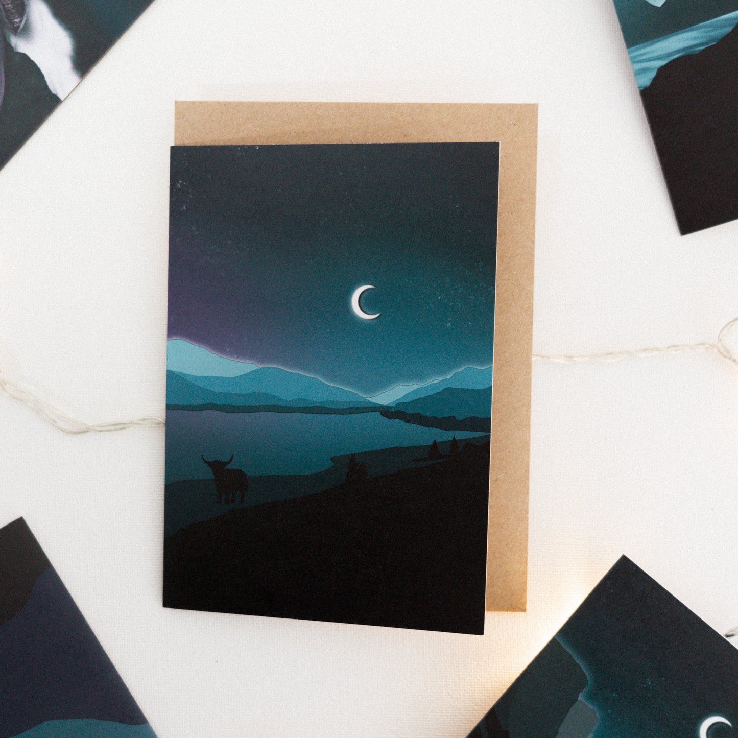 Highland Cow Loch Cluanie, Scotland Greetings Card