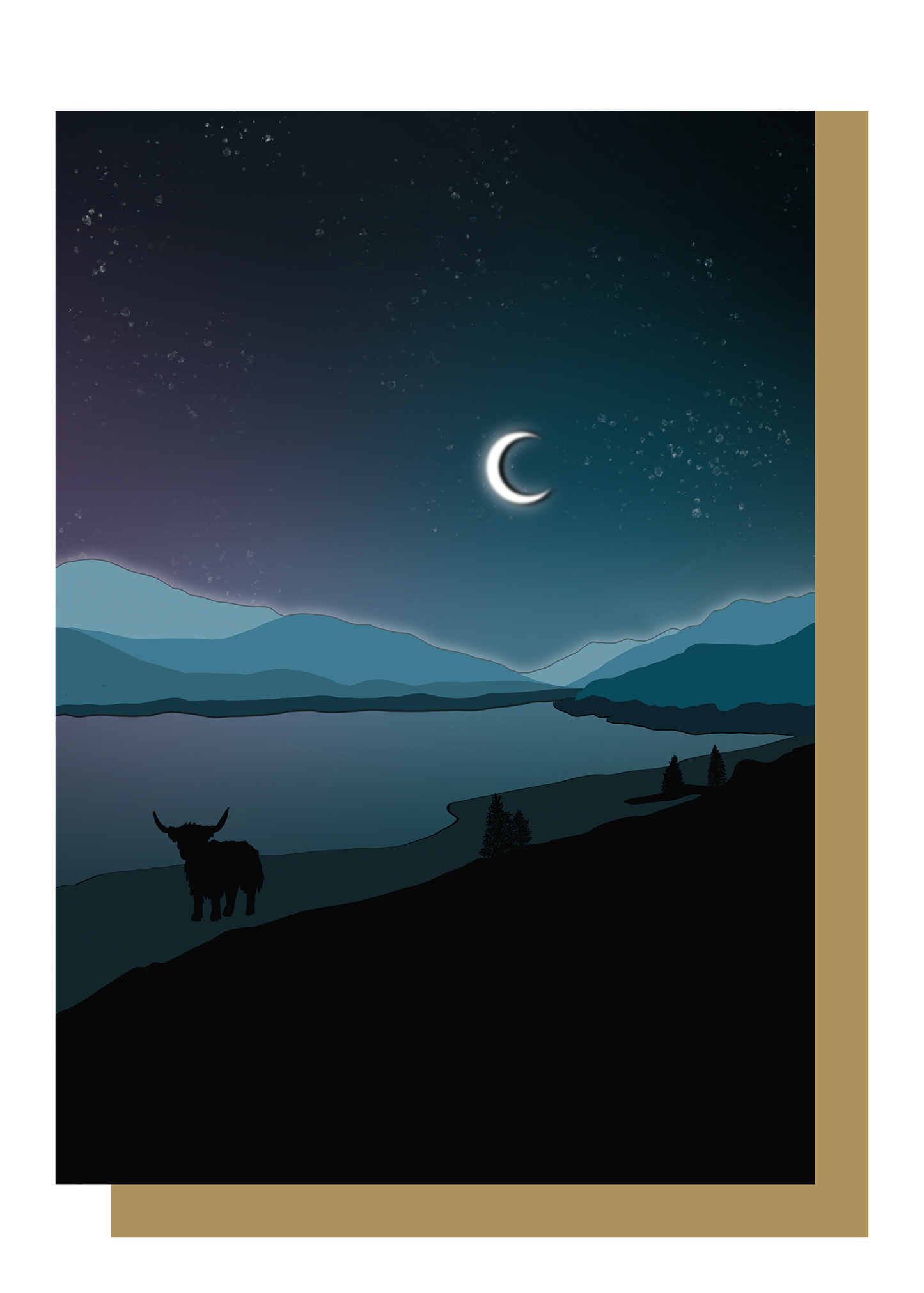 Highland Cow Loch Cluanie, Scotland Greetings Card