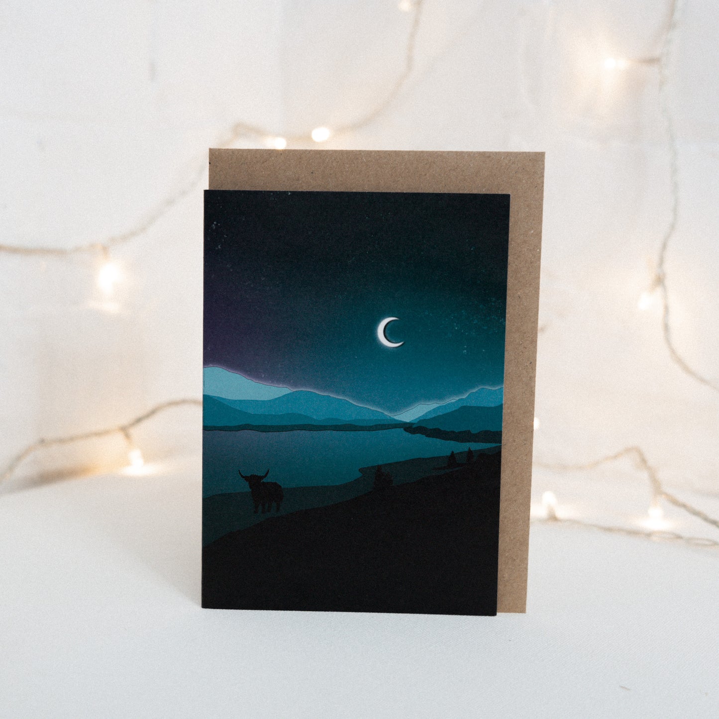 Highland Cow Loch Cluanie, Scotland Greetings Card