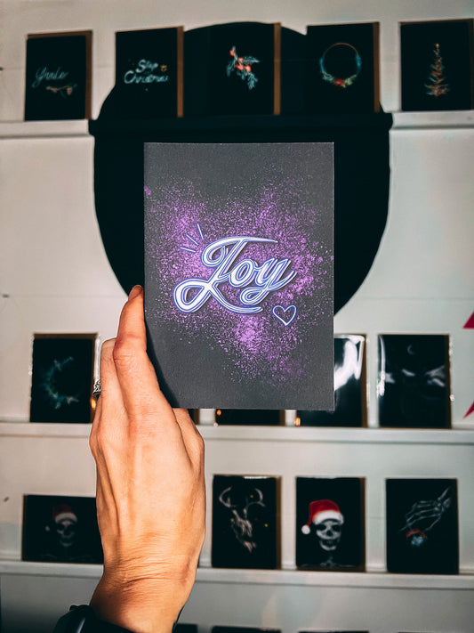 Joy Neon Christmas Card (white back)