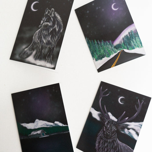 Set of 12 Winter Landscape Christmas Cards