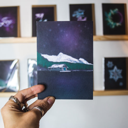 Winter Lake Scene Christmas Card