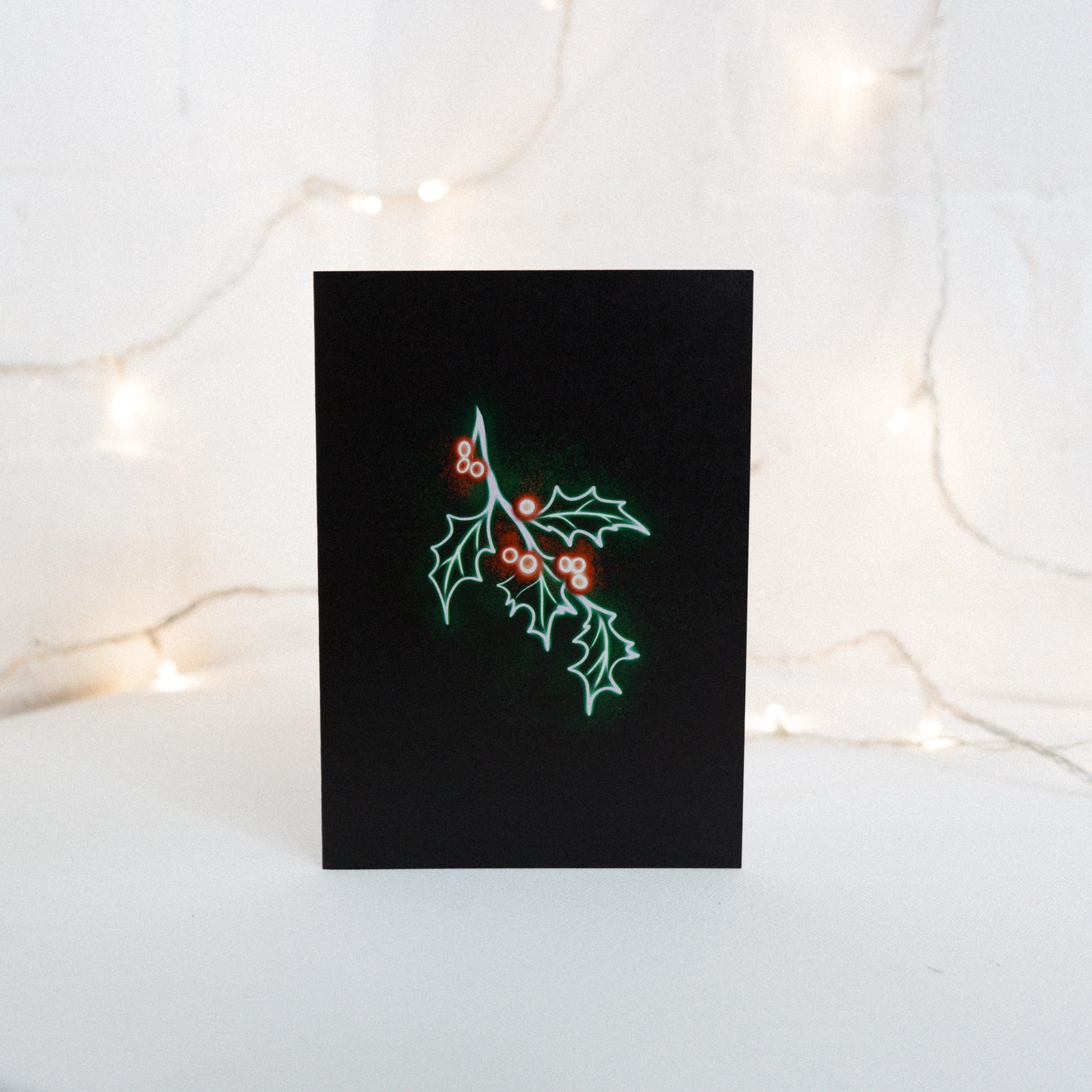 Holly Neon Christmas Card