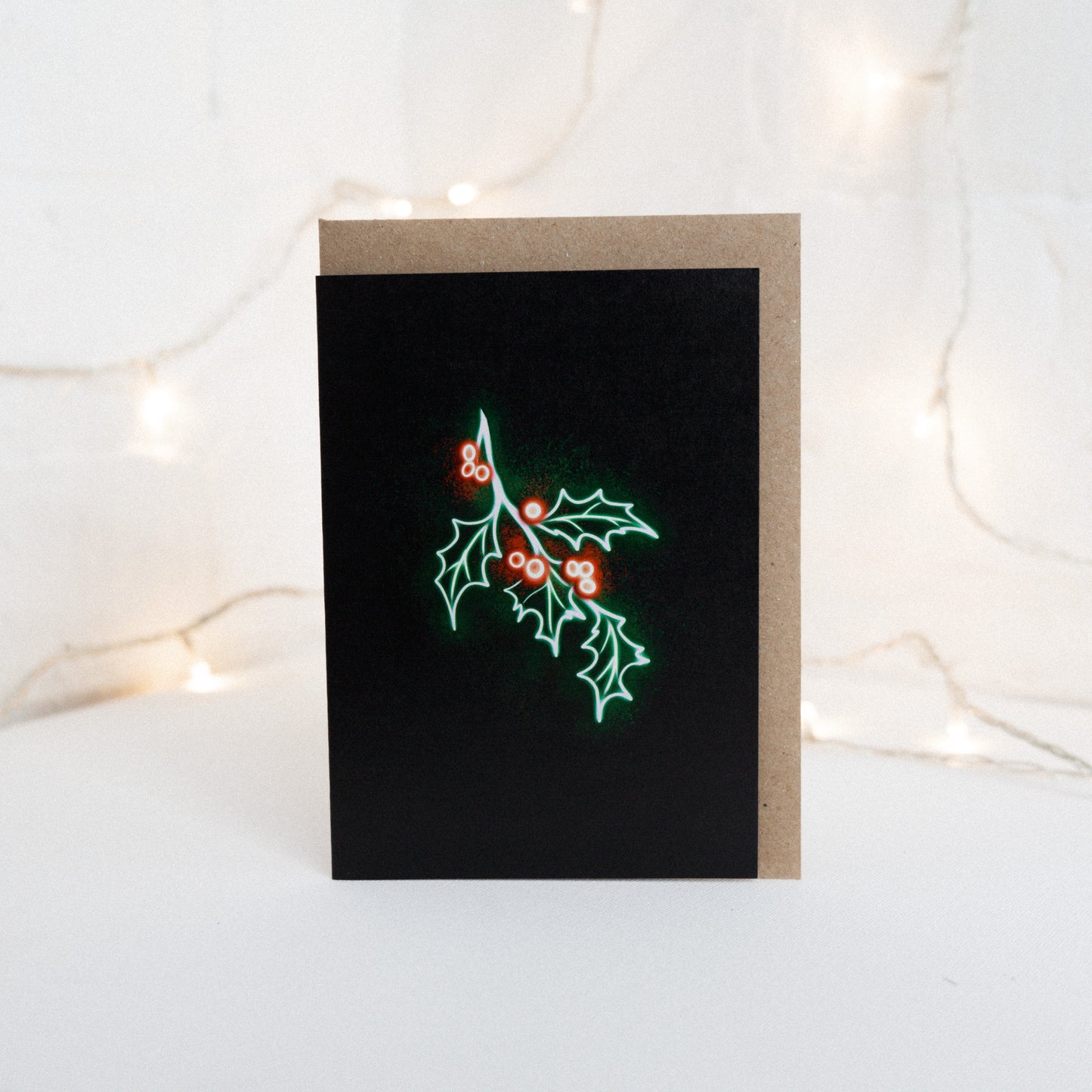 Holly Neon Christmas Card