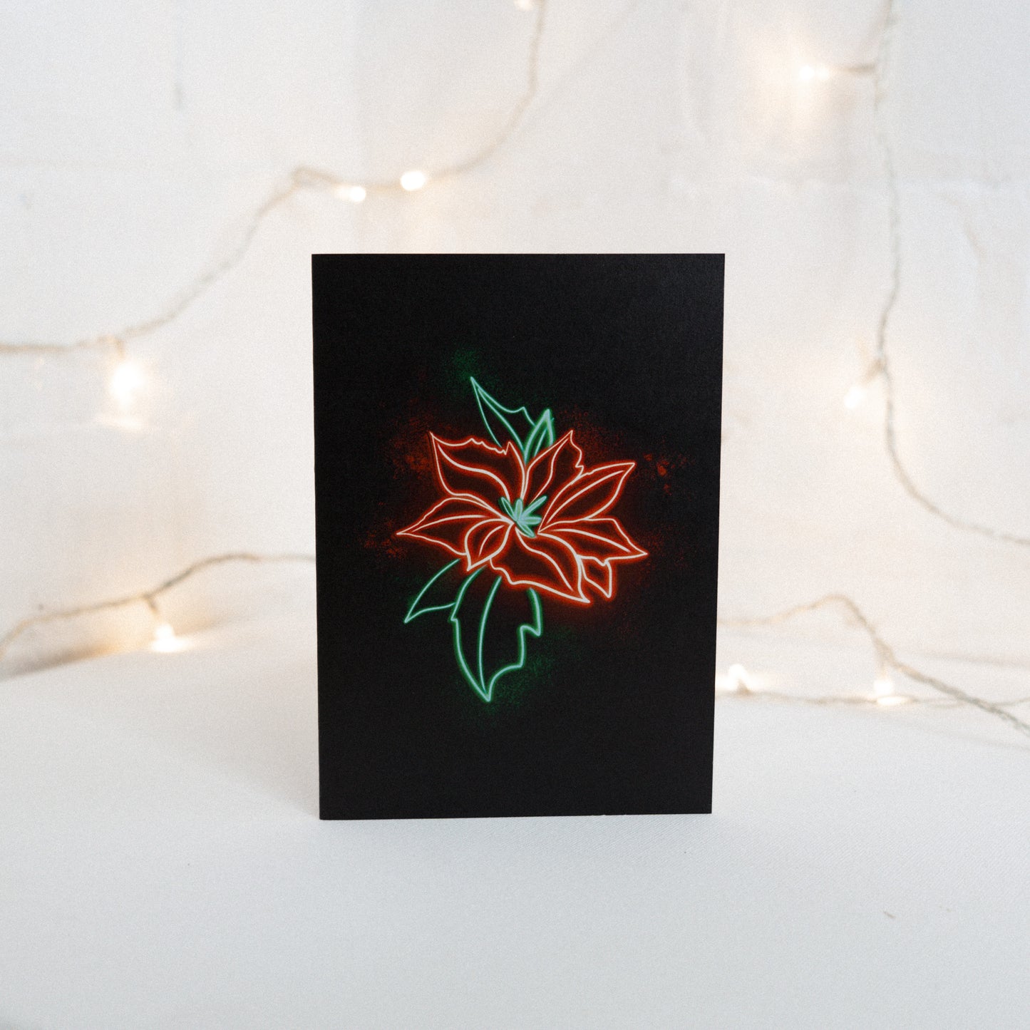 Poinsettia Neon Botanical Christmas Card