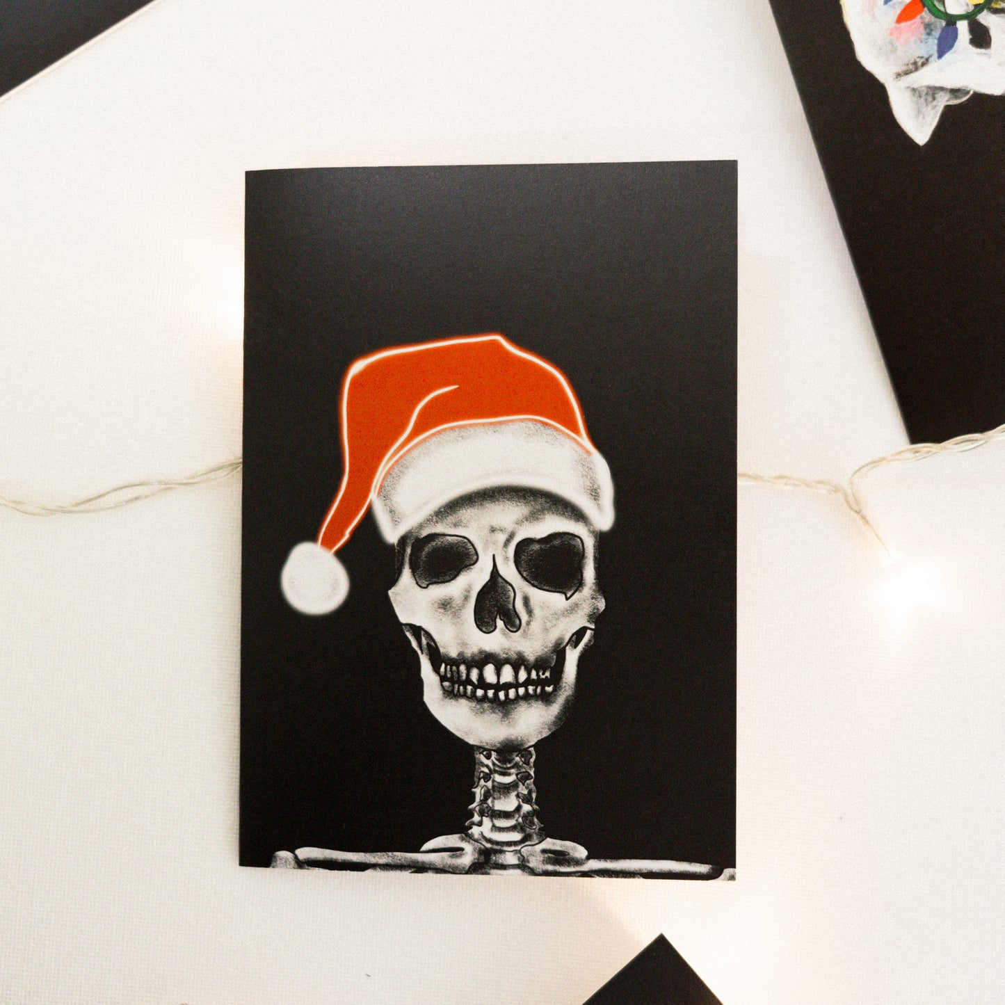 Santa Skull Neon Gothic Christmas Card