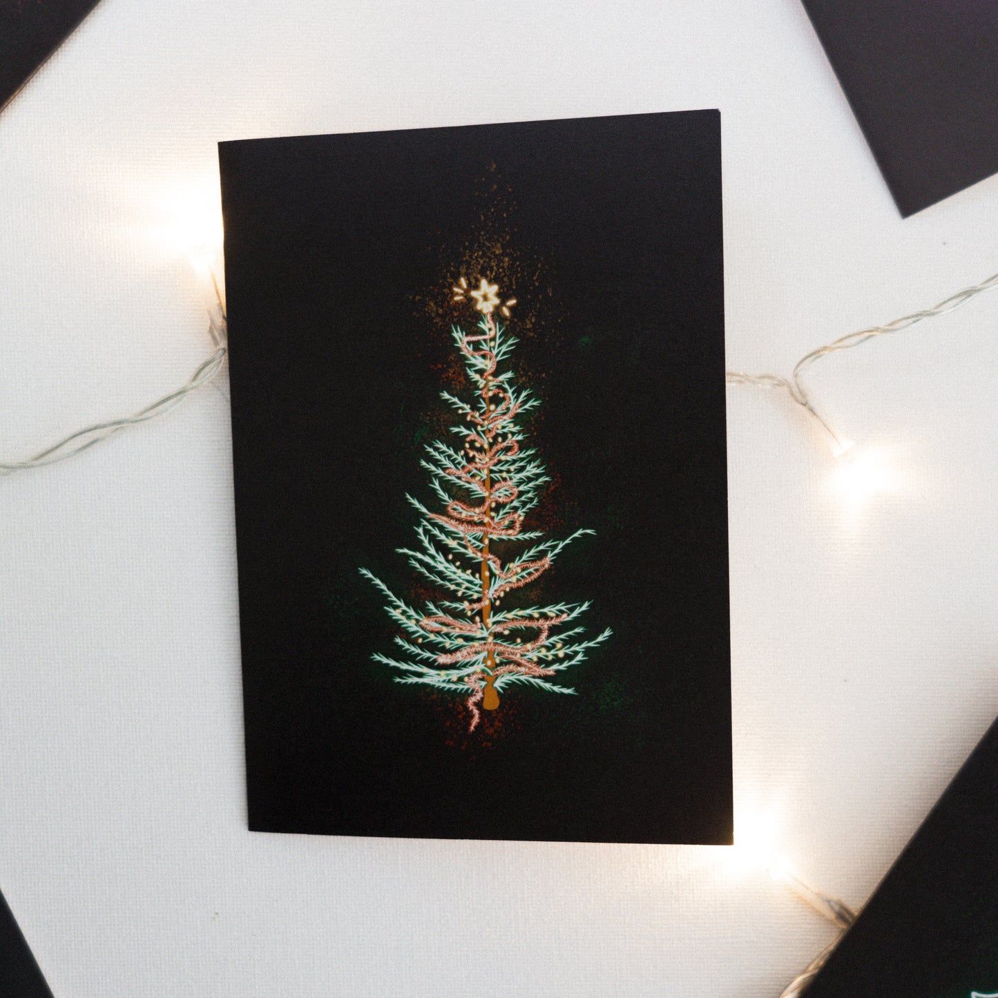 Neon Traditional Christmas Tree Christmas Card
