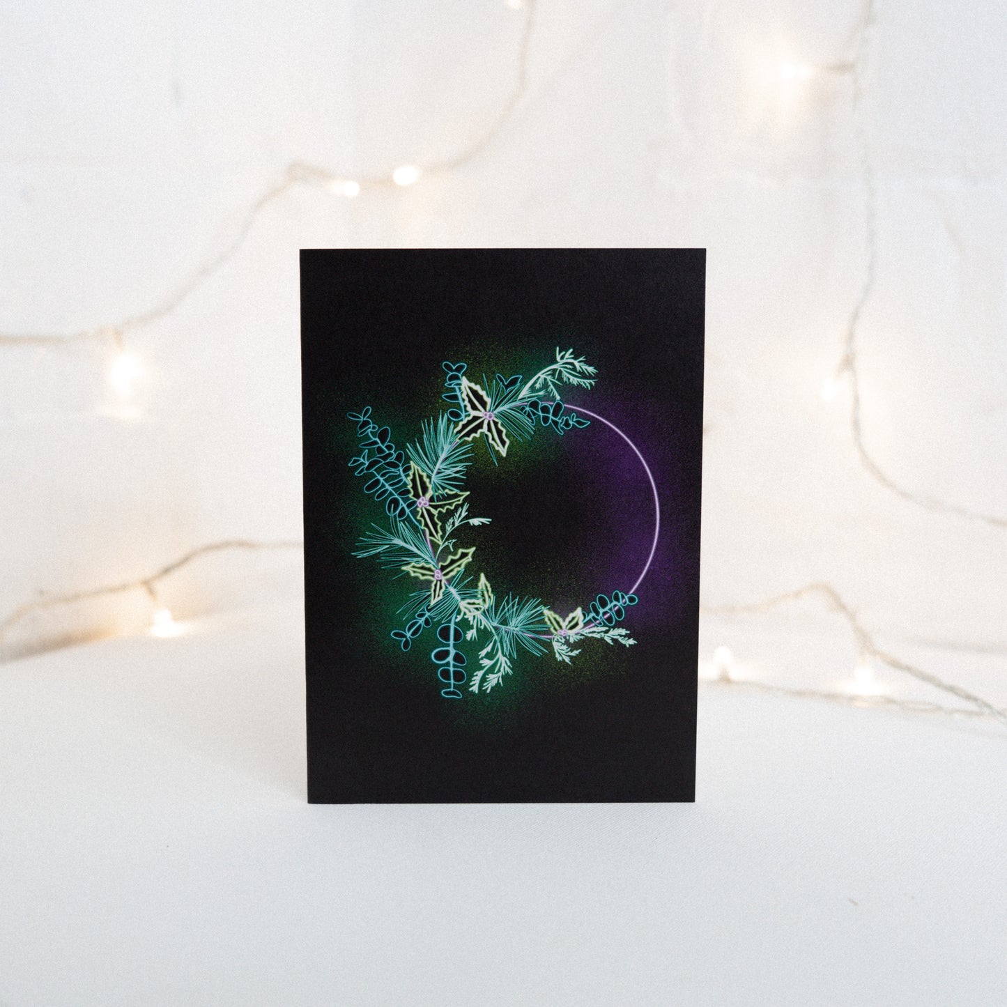 Neon Wreath Christmas Card
