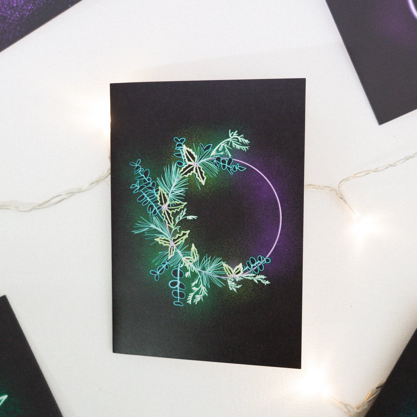 Neon Wreath Christmas Card