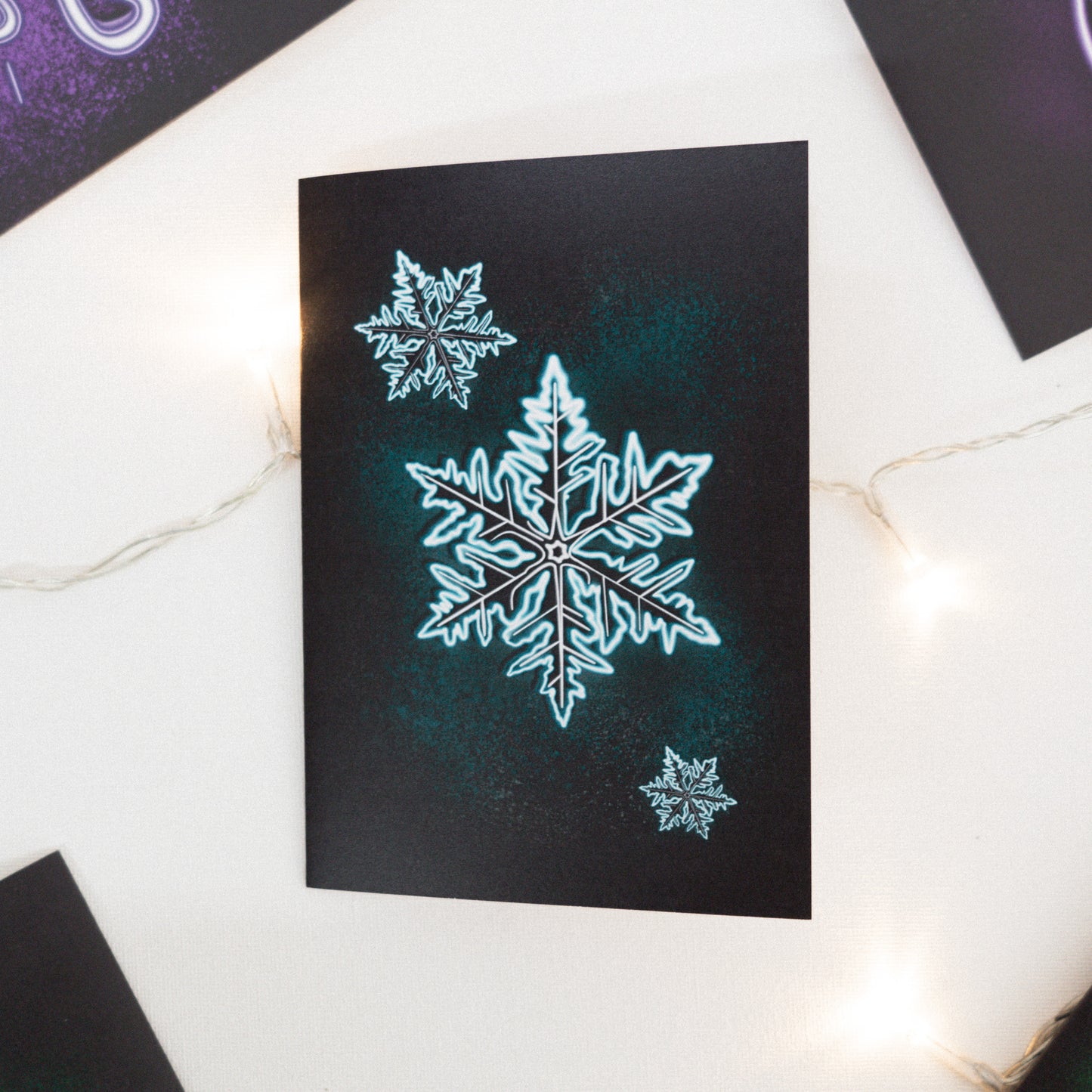 Neon Snowflake Christmas Card