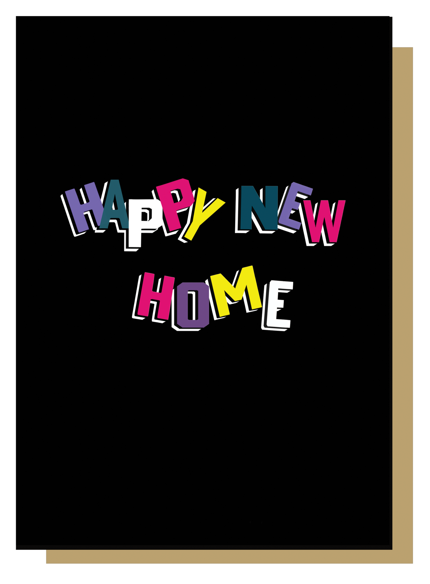 Happy New Home Greetings Card On Black Background by Wayward