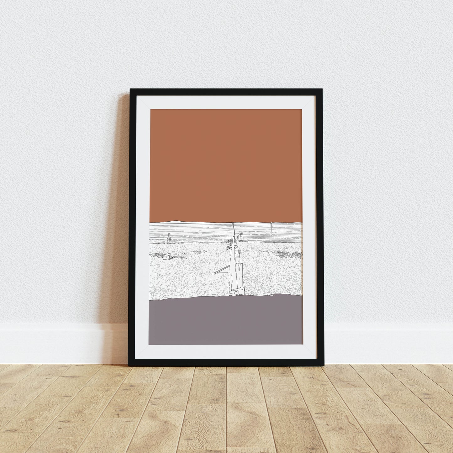 Portobello Beach Edinburgh Art Print Block Colour