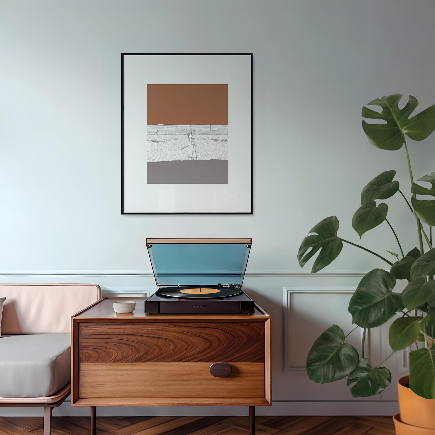 Portobello Beach Edinburgh Art Print Block Colour