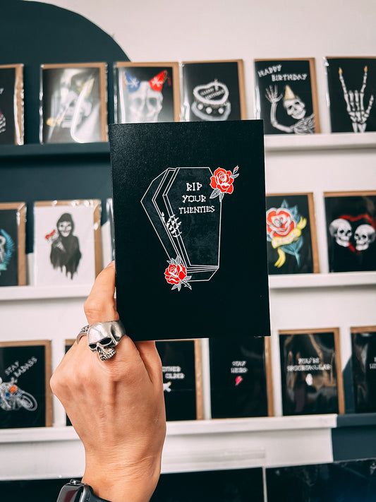RIP Your Twenties Coffin Gothic 30th Birthday Card