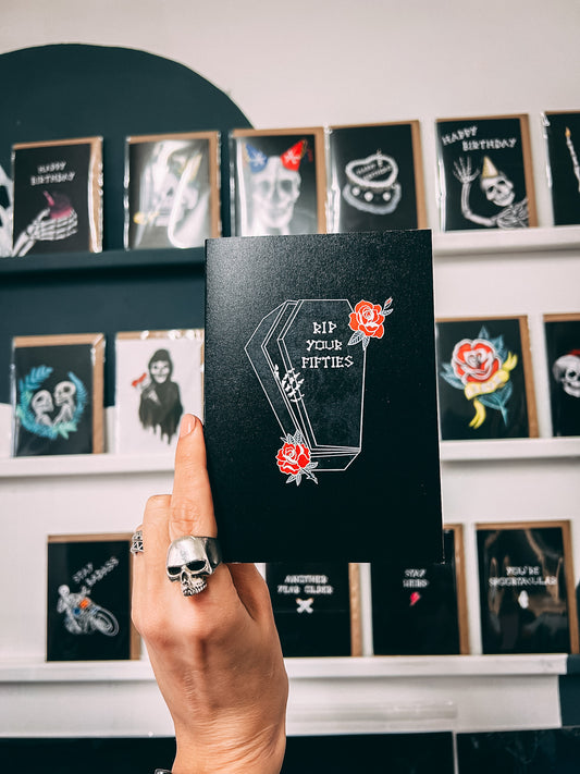 RIP Your Fifties Coffin Gothic 60th Birthday Card