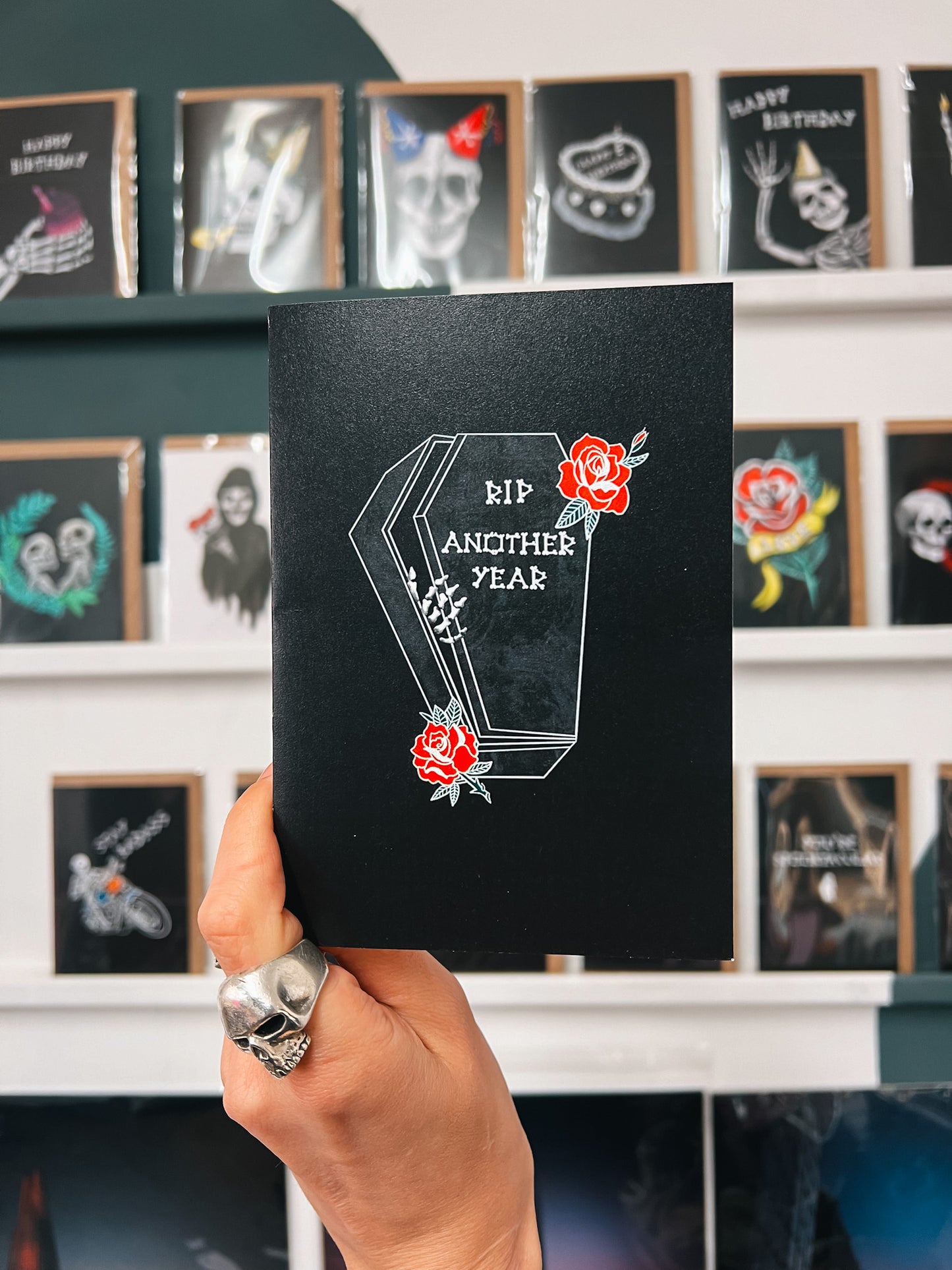 RIP Another Year Coffin Gothic Birthday Card
