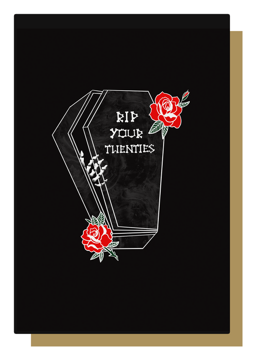 RIP Your Twenties Coffin Gothic 30th Birthday Card