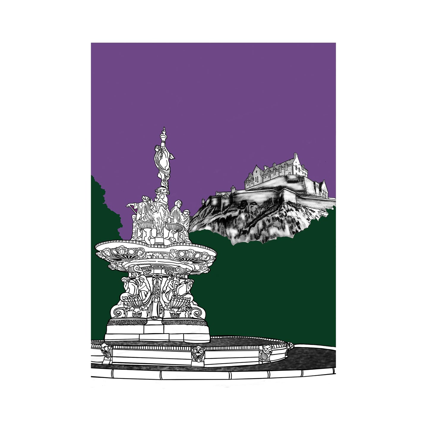 Ross Fountain and Edinburgh Castle Art Print