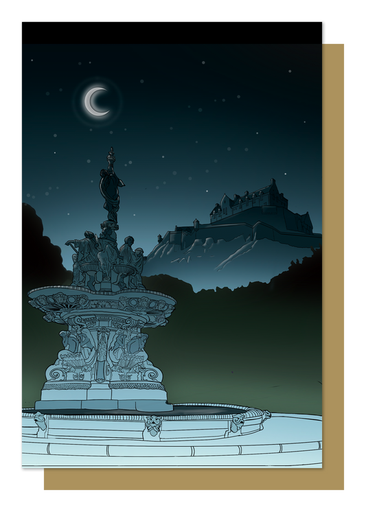 Ross Fountain Edinburgh Castle Greetings Card