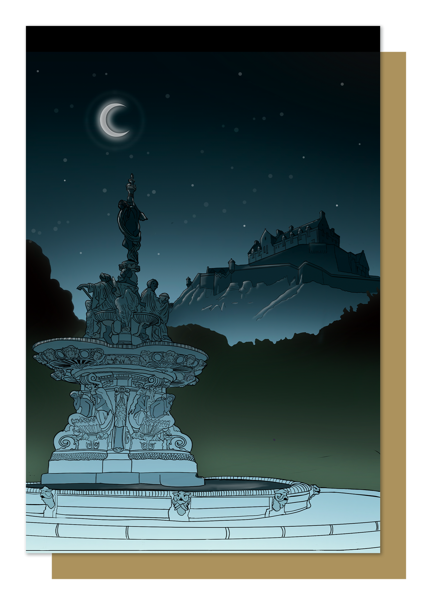 Set of 12 Scotland Starry Night Greetings Cards