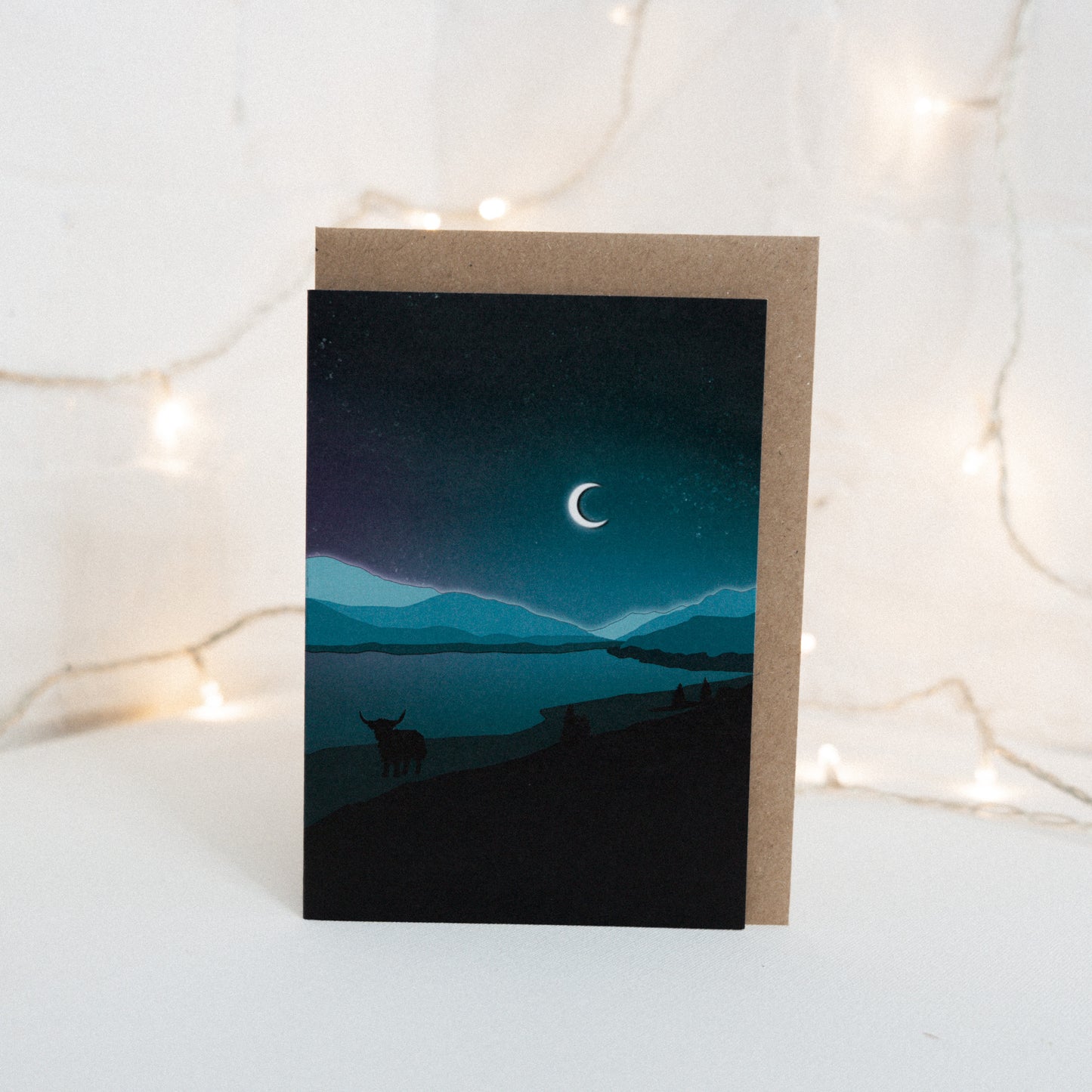 Highland Cow Loch Cluanie, Scotland Greetings Card