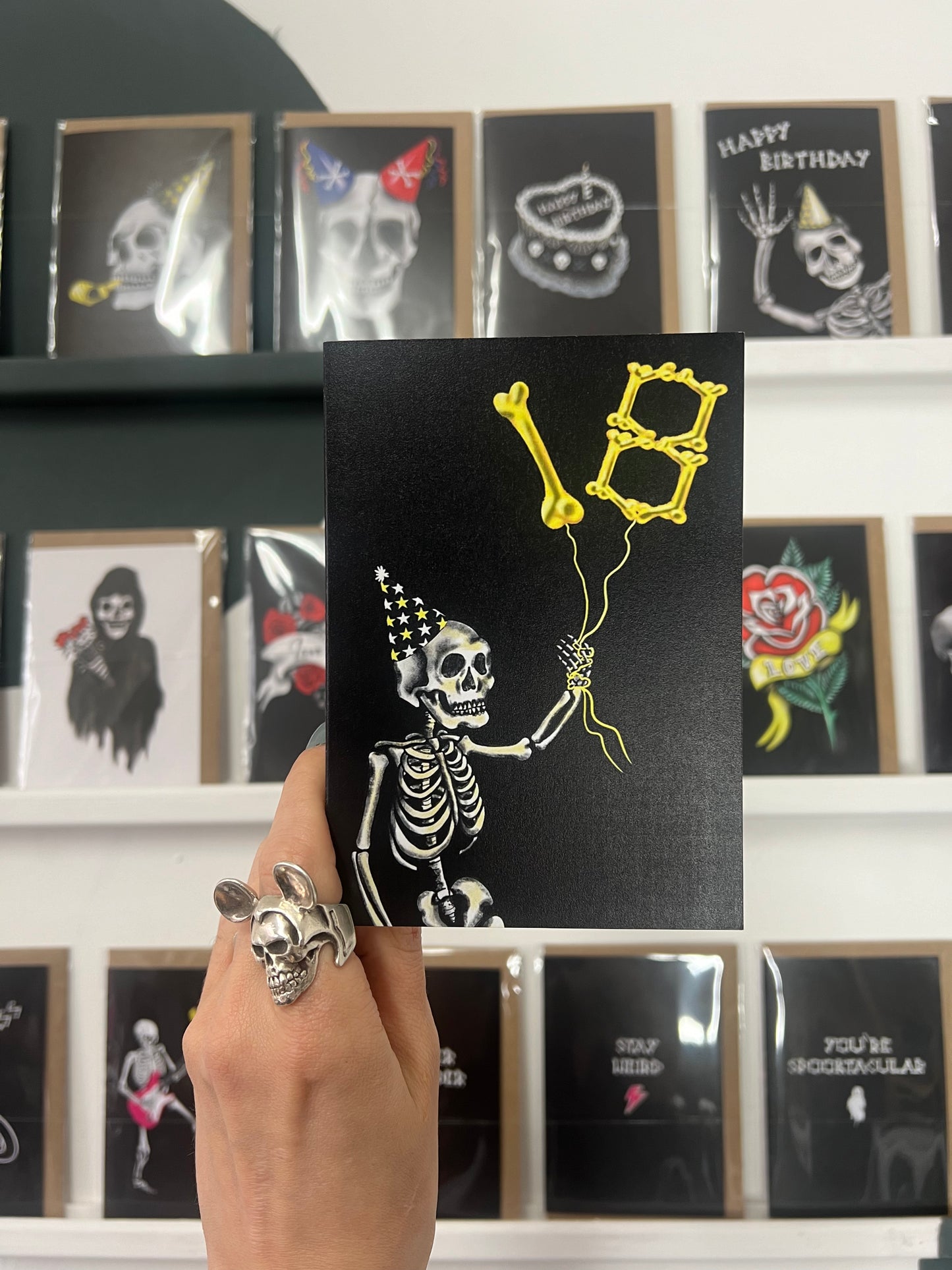 18th Balloon Skeleton Gothic Birthday Card