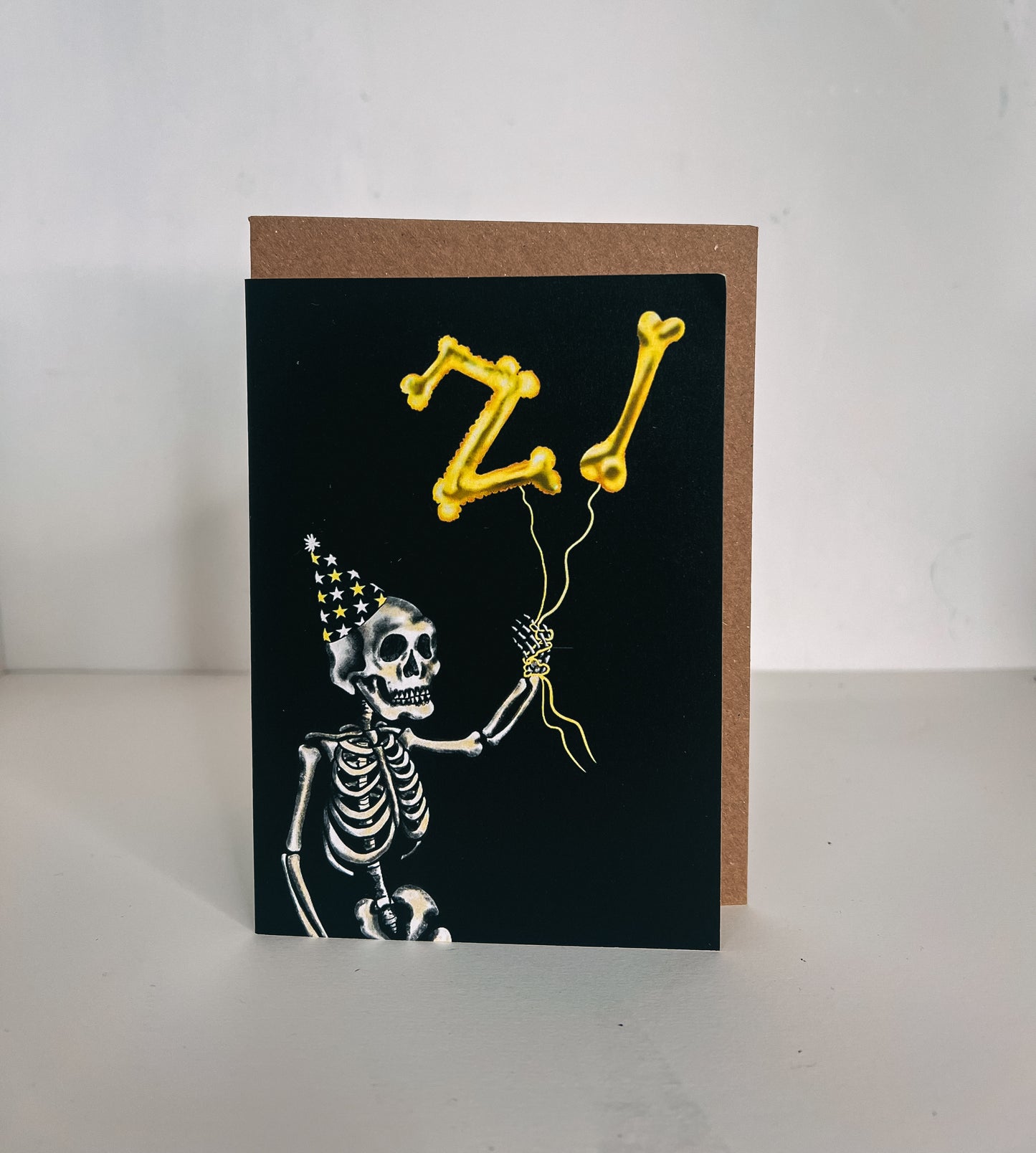 21st Balloon Skeleton Gothic Birthday Card