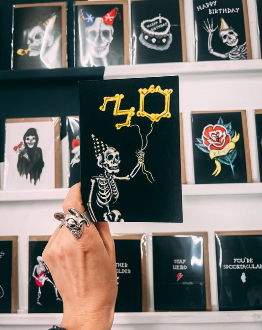 30 Balloon Skeleton Gothic Birthday Card