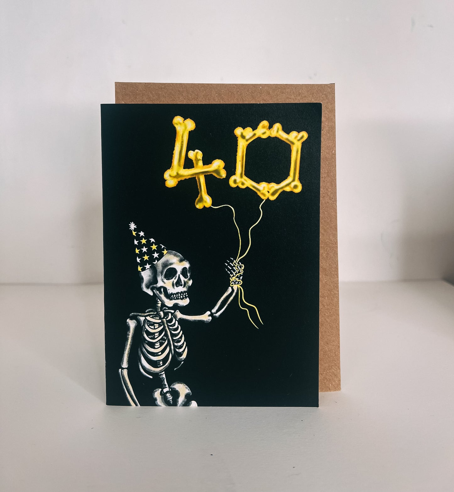 40 Balloon Skeleton Gothic Birthday Card