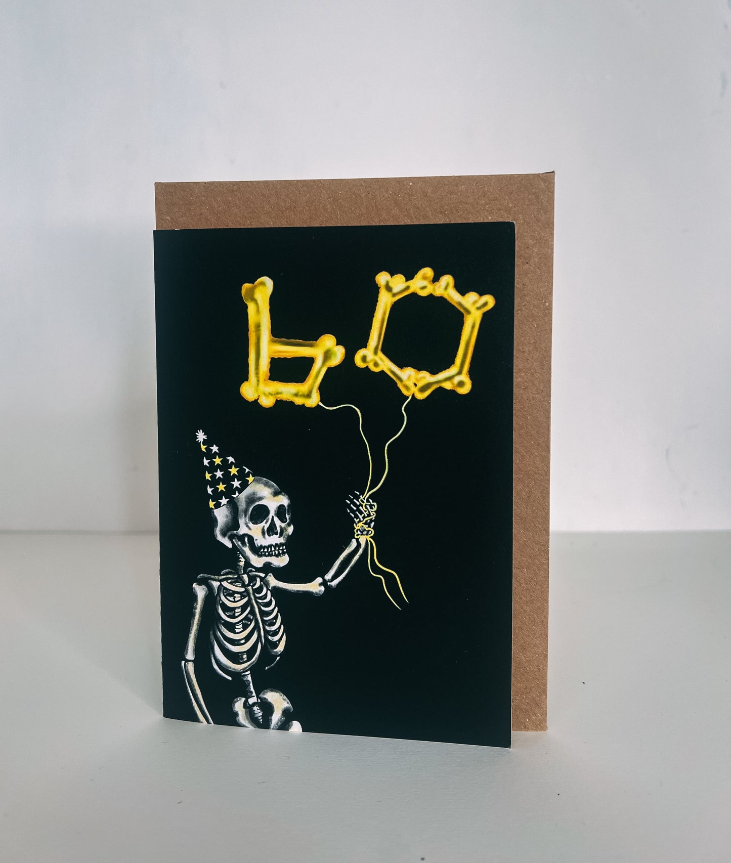 60 Balloon Skeleton Gothic Birthday Card