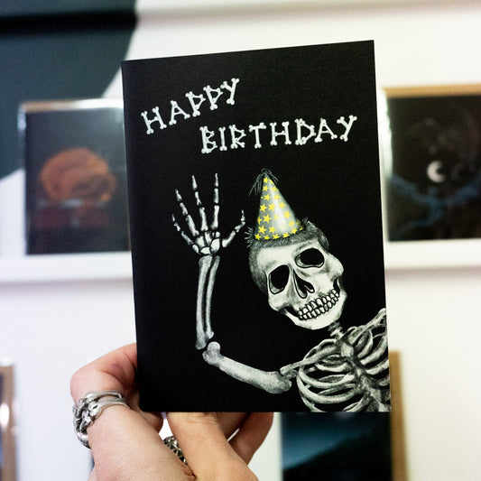 Happy Birthday Skeleton Gothic Greetings Card
