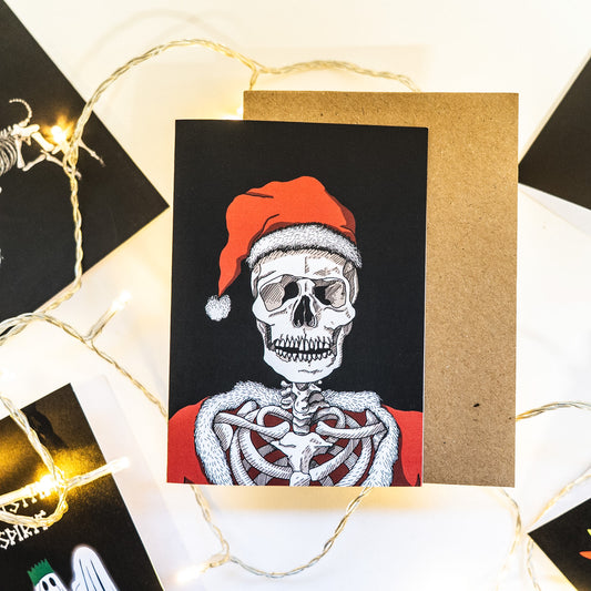 Santa Skeleton Gothic Christmas Card