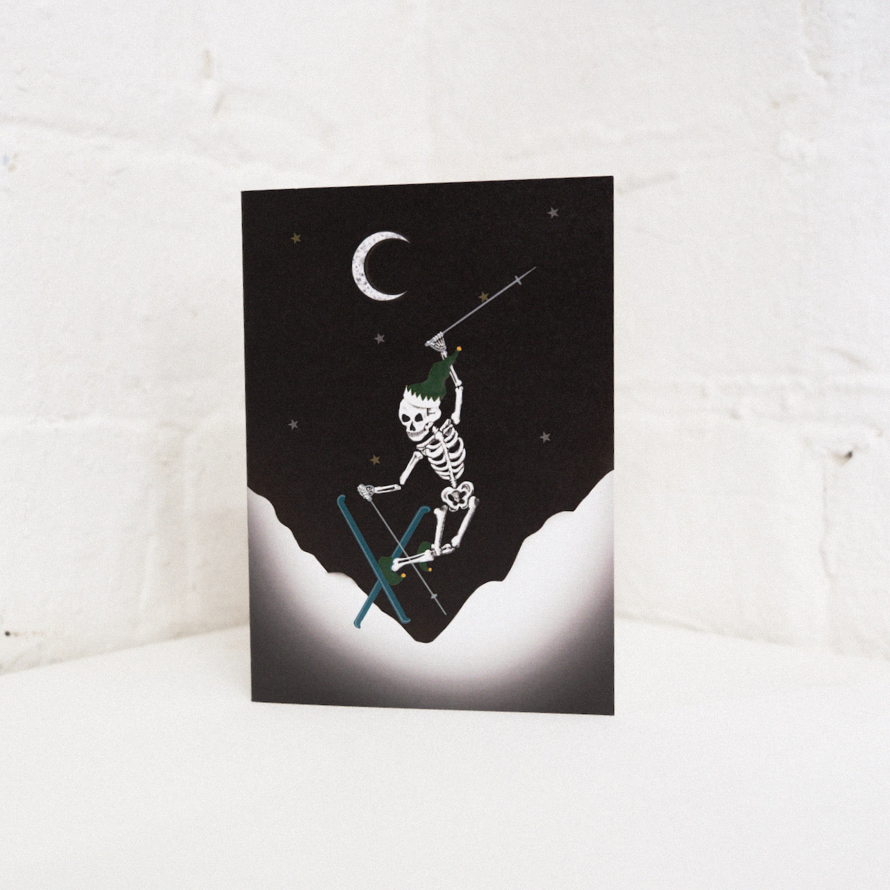 Skiing Skeleton Gothic Christmas Card