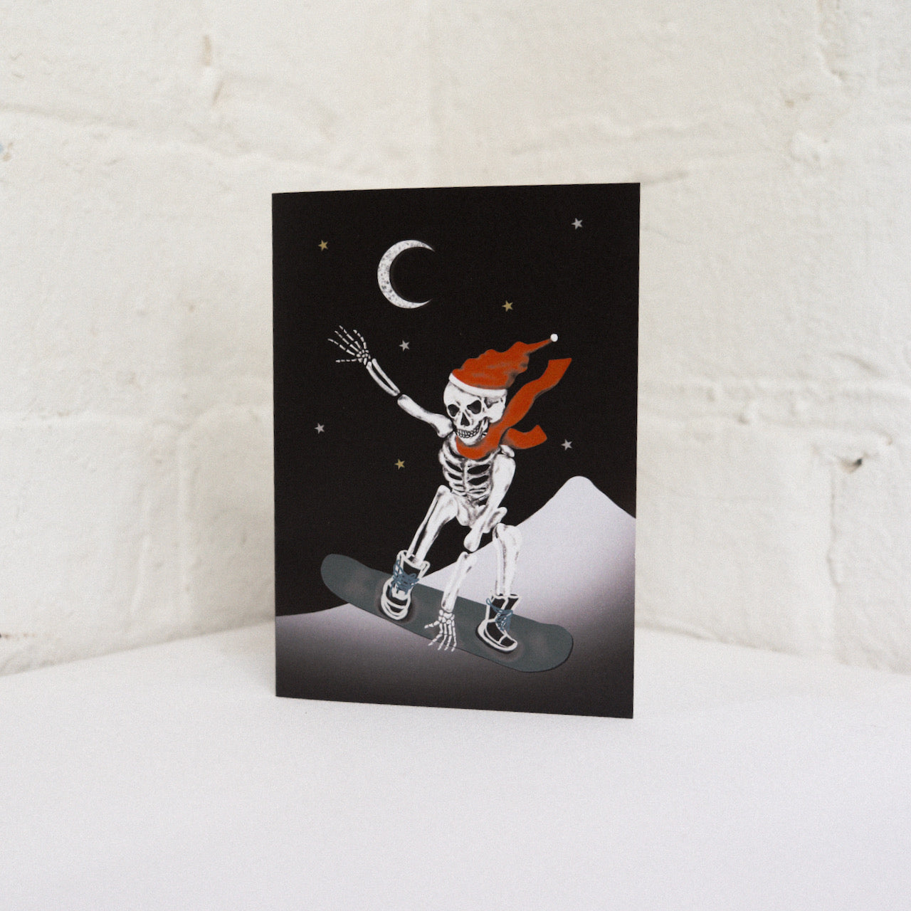 Snowboarding Skeleton Gothic Christmas Card
