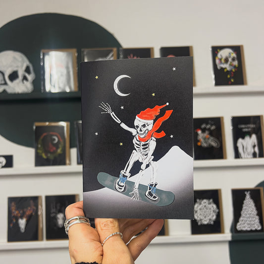 Snowboarding Skeleton Gothic Christmas Card