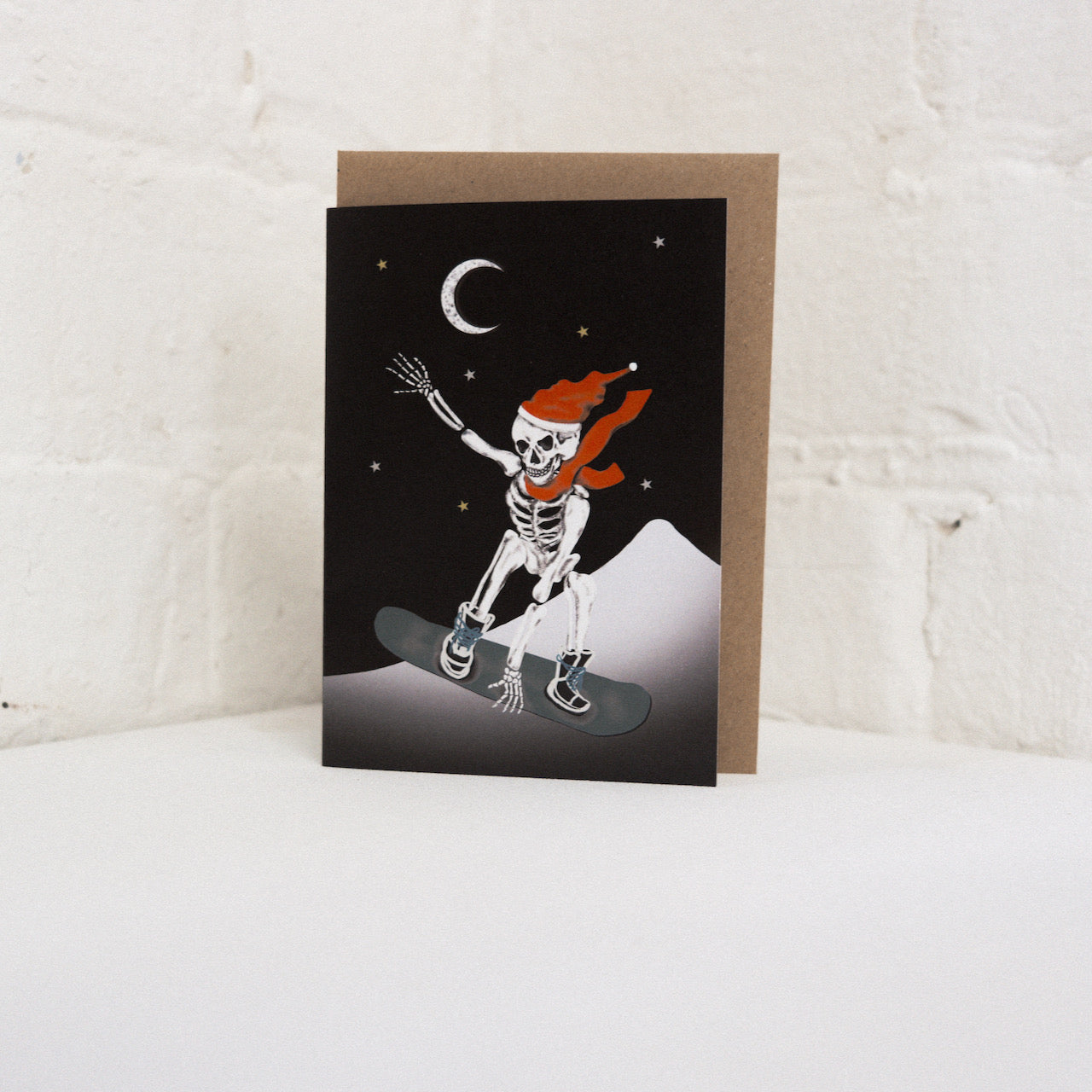 Snowboarding Skeleton Gothic Christmas Card