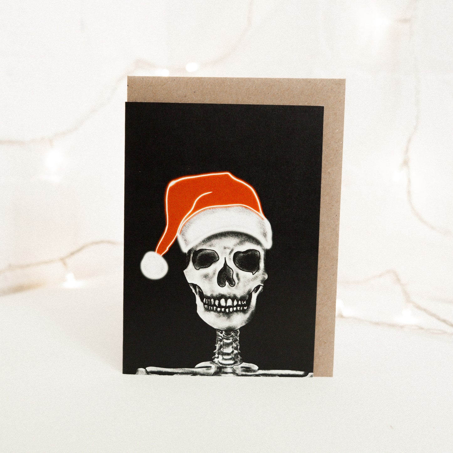 Santa Skull Neon Gothic Christmas Card