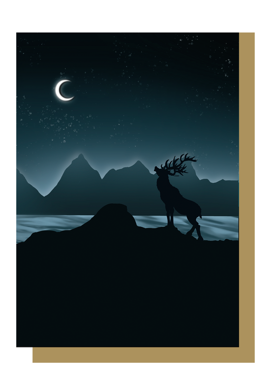 Stag at Grampian Mountain Scotland Greetings Card