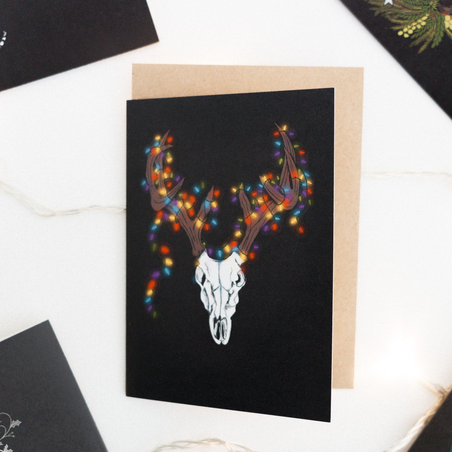 Set of 12 Deer Skull Christmas Cards