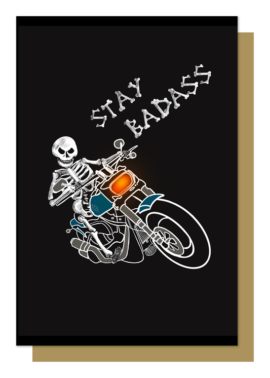 Stay Badass Biker Gothic Greetings Card